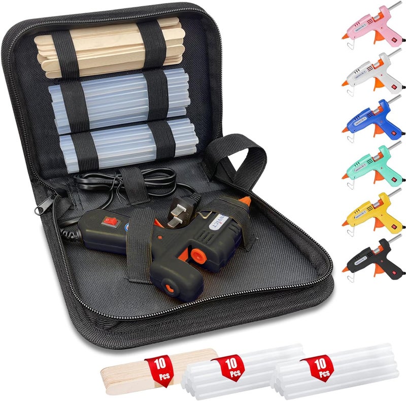 MONVICT 30W Mini Hot Glue Gun Kit, Fast Preheating Glue Gun with Storage Case, 20 Pcs Premium Glue Sticks, 10 Pcs Wood Craft sticks, Hot Melt Glue Gun for School Crafts DIY Arts Gift (Black) - Image 1